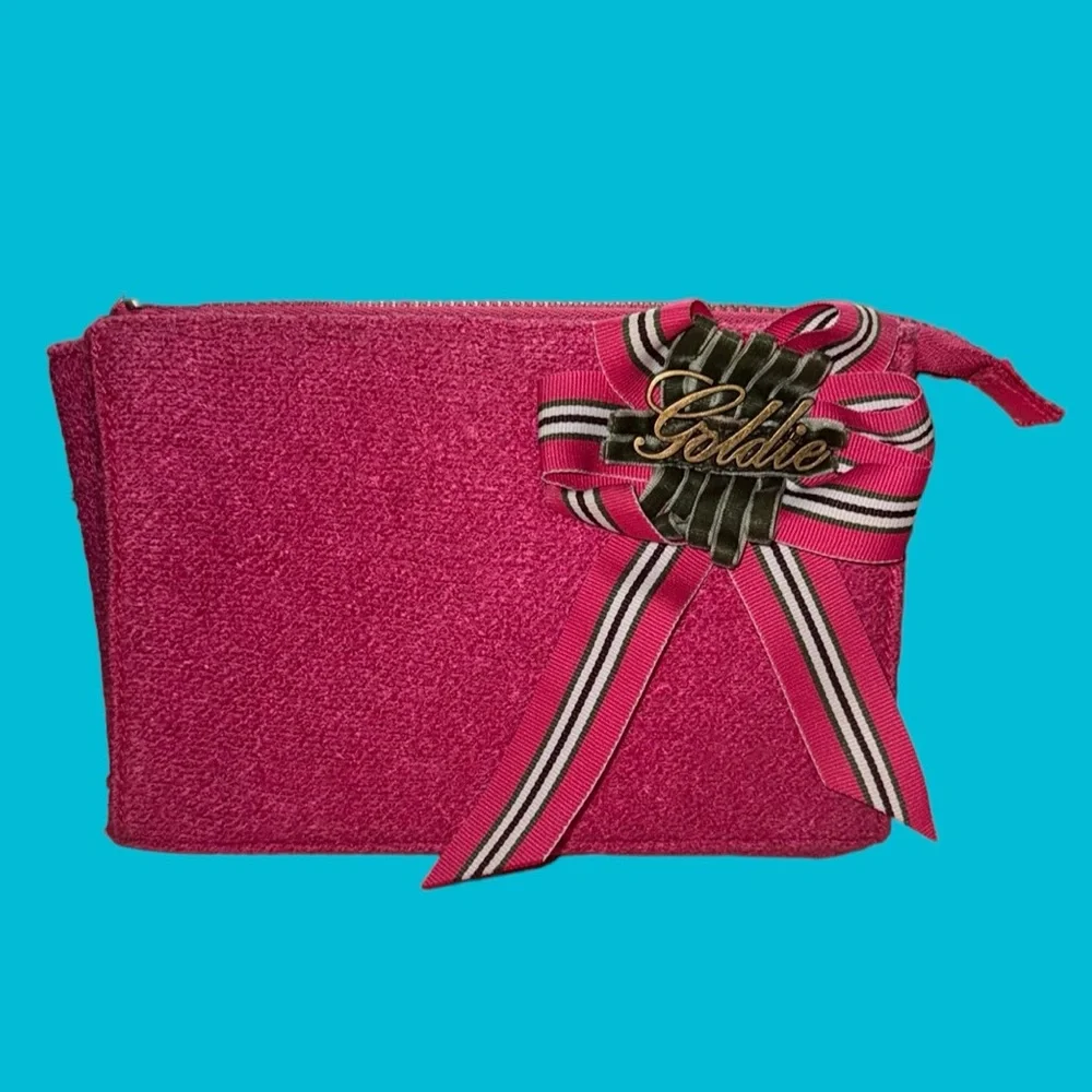 VINTAGE MAGENTA HOT PINK GOLDIE LIMITED EDITION MAKEUP BAG CLUTCH